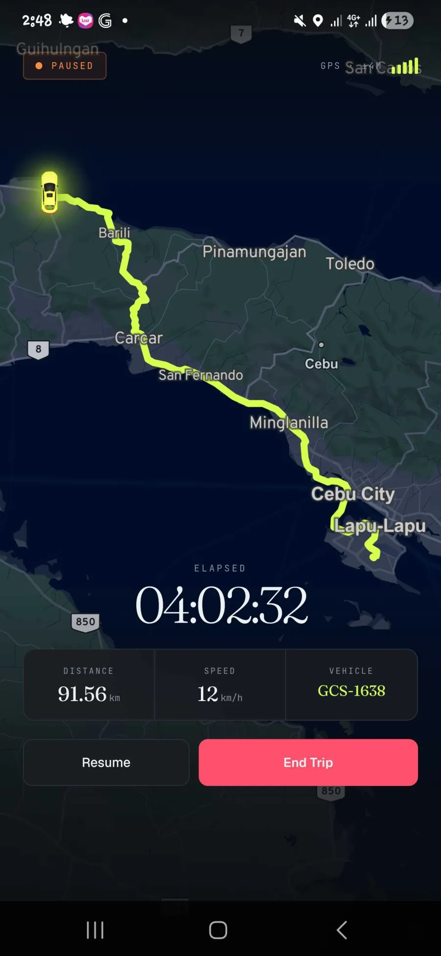 Driver app — live trip recording