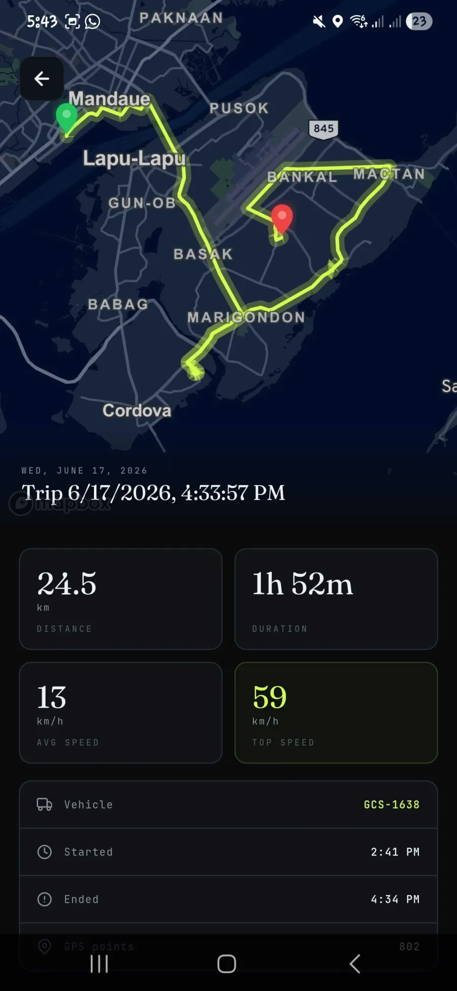 Driver app — trip detail