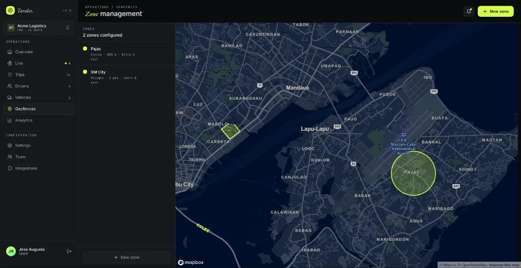 Geofence zone management